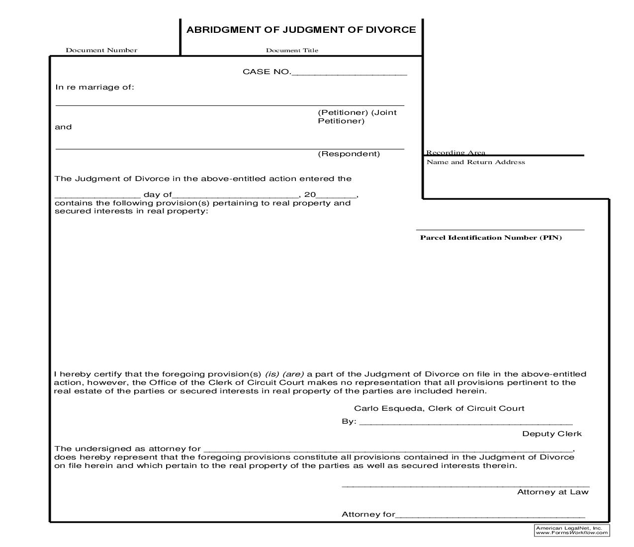 Abridgment Of Judgment Of Divorce | Pdf Fpdf Doc Docx | Wisconsin