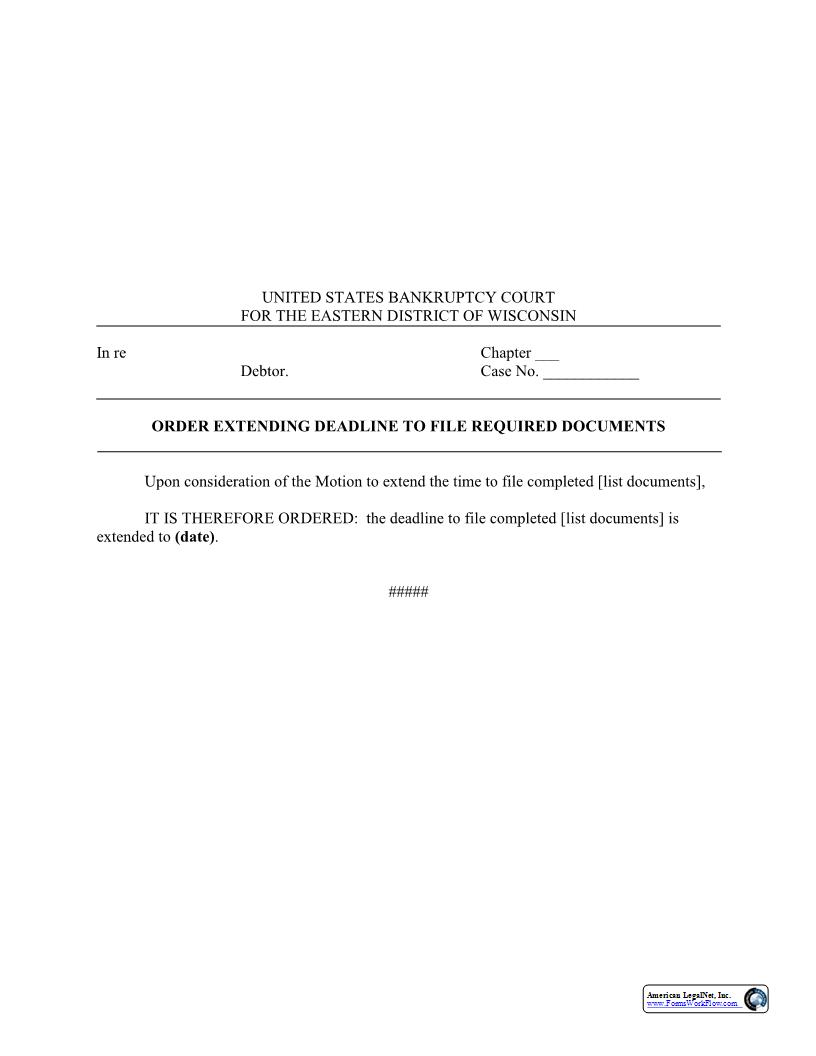 Order Extending Time to File Documents | Pdf Fpdf Docx | Wisconsin