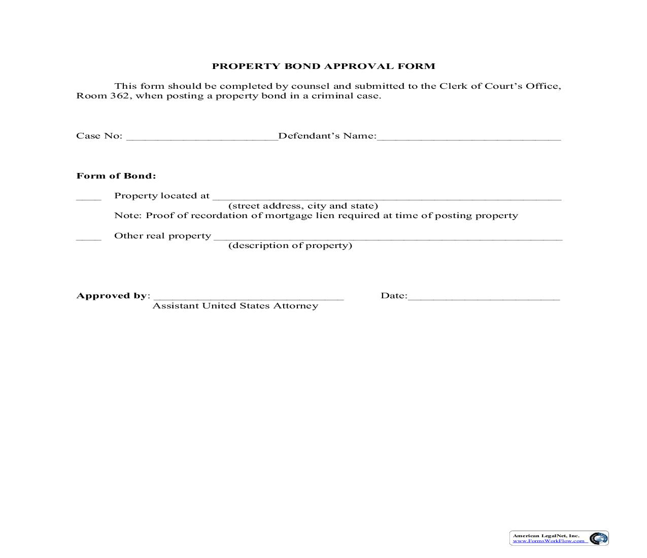 Property Bond Approval Form | Pdf Fpdf Doc Docx | Wisconsin