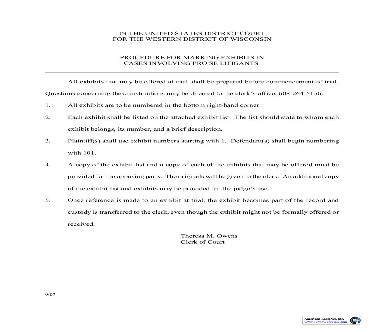 ProSe Exhibit List | Pdf Fpdf Doc Docx | Wisconsin