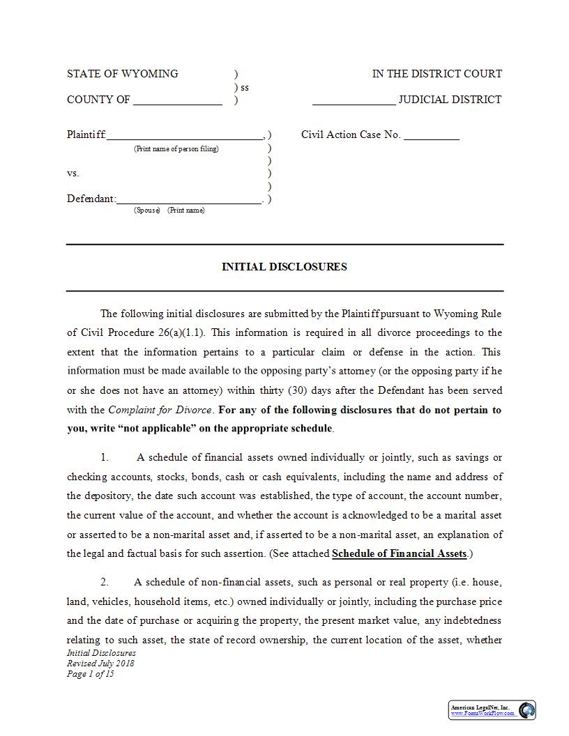 Initial Disclosures | Pdf Fpdf Docx | Wyoming