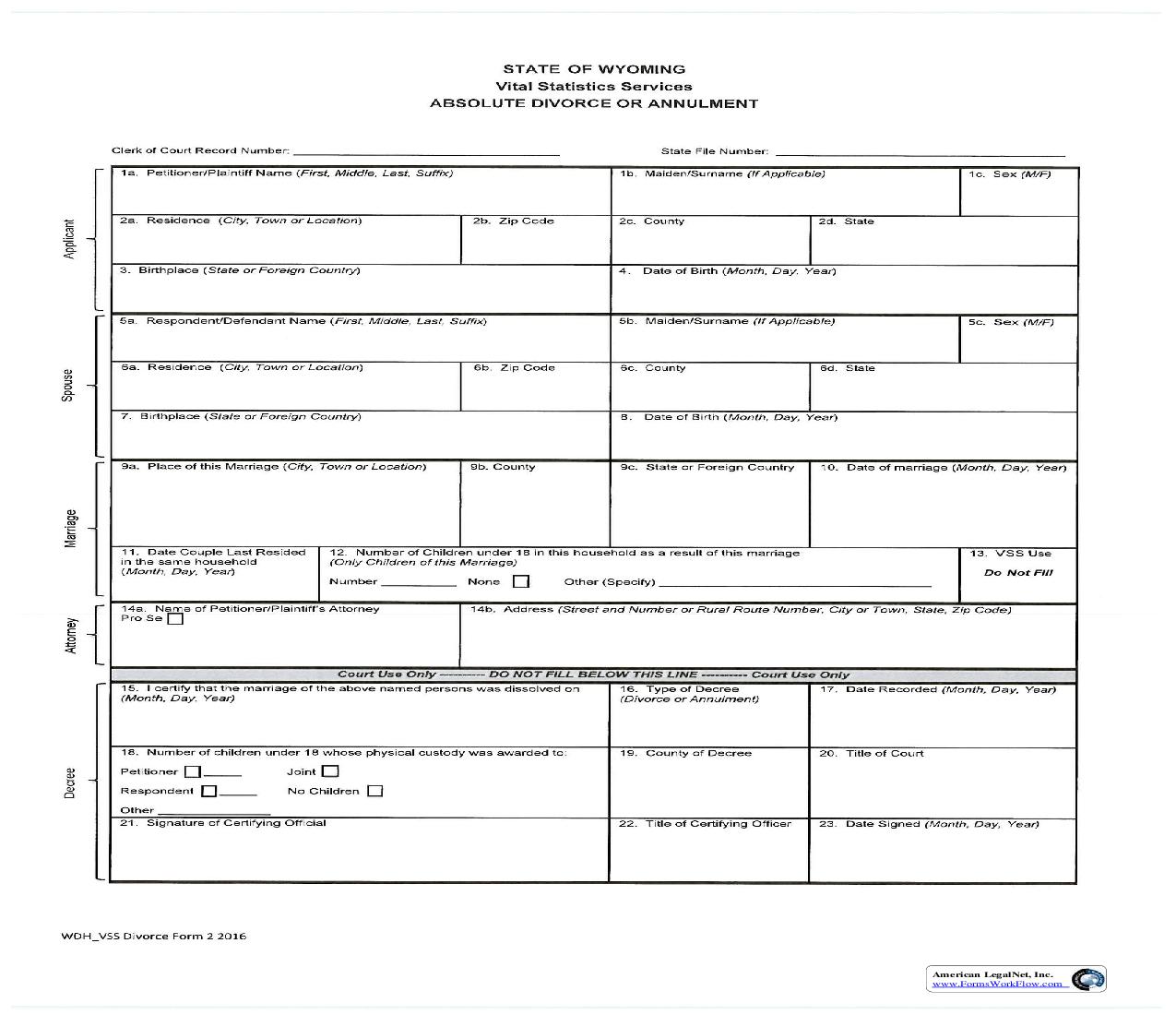 Vital Statistics Form | Pdf Fpdf Docx | Wyoming