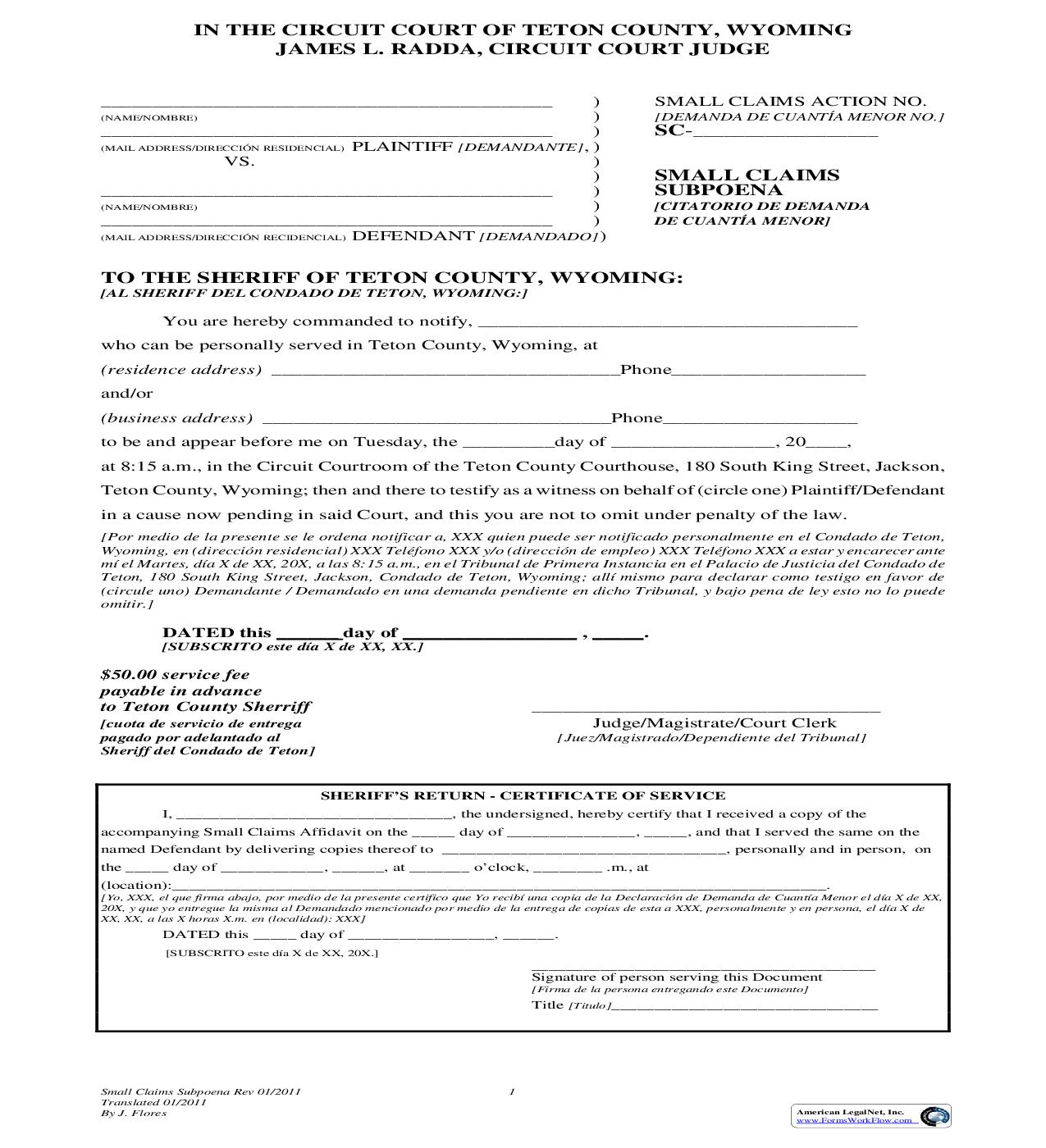 Subpoena | Pdf Fpdf Doc Docx | Wyoming