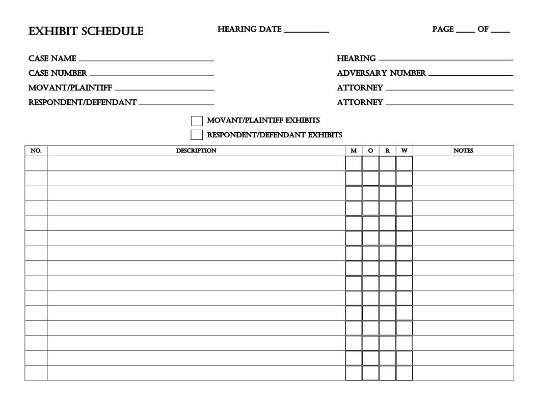 Exhibit Schedule | Pdf Fpdf Docx | Wyoming