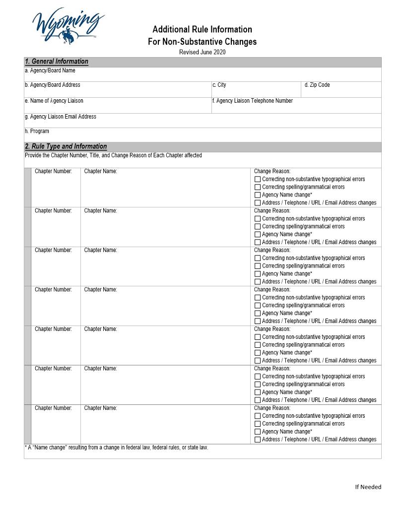 Additional Rule Information For Non Substantive Changes | Pdf Fpdf Docx | Wyoming