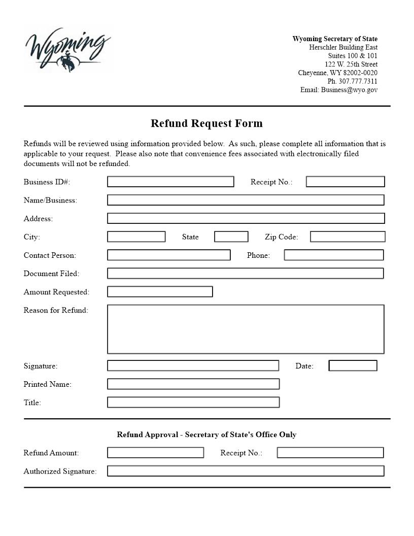 Refund Request | Pdf Fpdf Docx | Wyoming