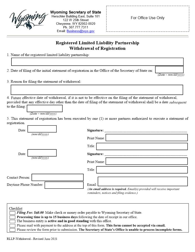 Withdrawal Of Registration | Pdf Fpdf Docx | Wyoming