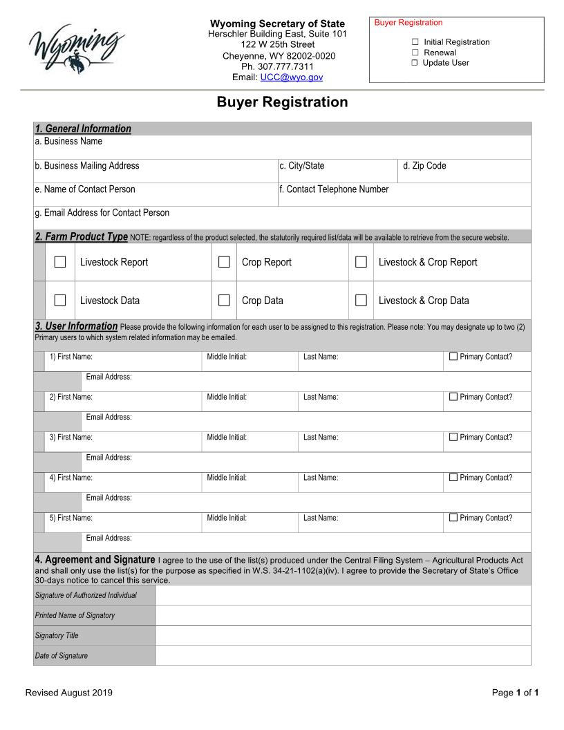 Buyer Registration | Pdf Fpdf Docx | Wyoming